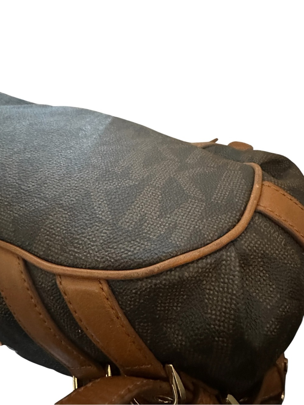 Michael Kors Milo Large Monogram Tote Bag Brown Leather Shoulder Purse MK Logo - Picture 5 of 9